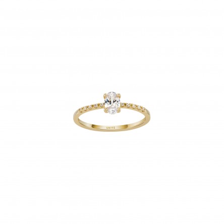 Anel Oval Solitaire Ouro 14K