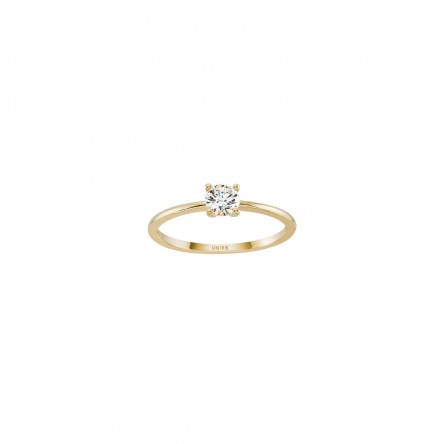 Anel Round Solitaire Plaine Ouro 14K