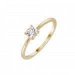 Anel Round Solitaire Plaine Ouro 14K