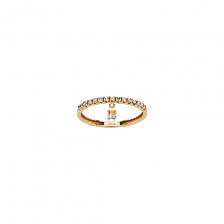 Anel Charm Solitaire Ouro 14K
