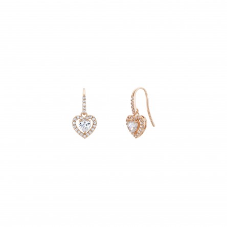 Love In Rose Zirconia Heart Earrings