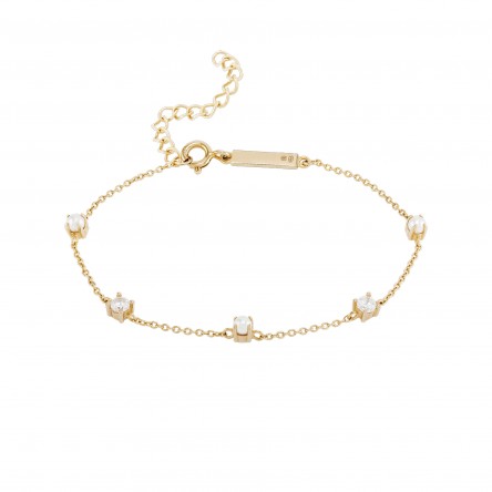 Pulsera Classy & Chic Pearls & Solitaires Gold II