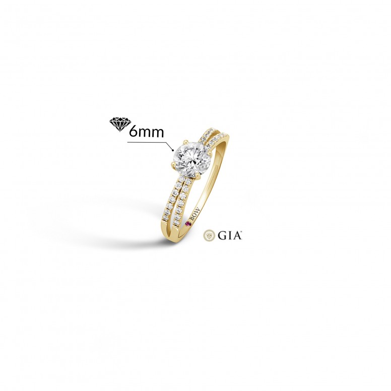 Ring N.62 18K Gold Diamonds 0,97ct