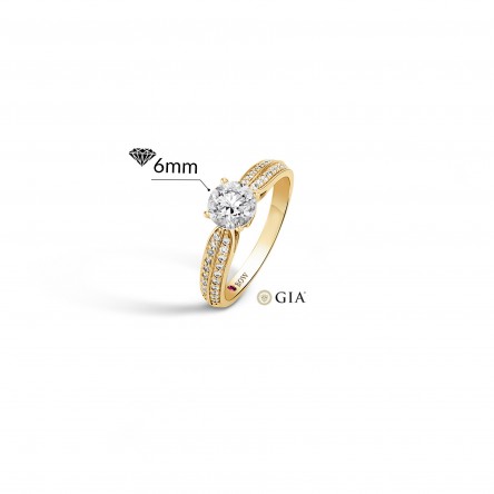 Ring N.63 18K Gold Diamonds 1ct