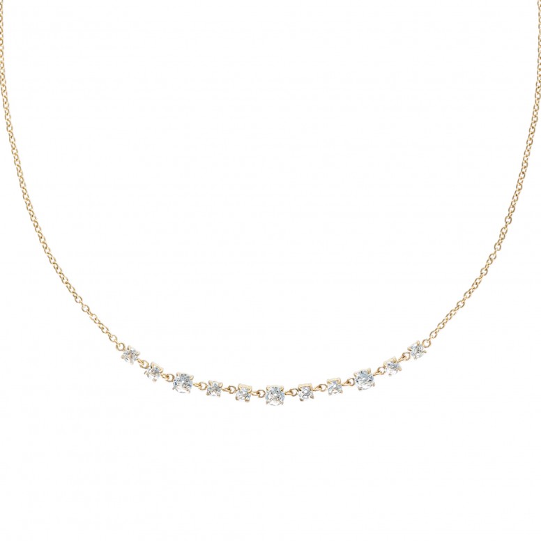 Contrast Crystal Gold Necklace