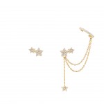 Matchy Star Chain and Earcuff Gold Earrings