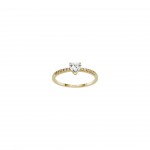 Anel Ouro 14K Heart Solitaire