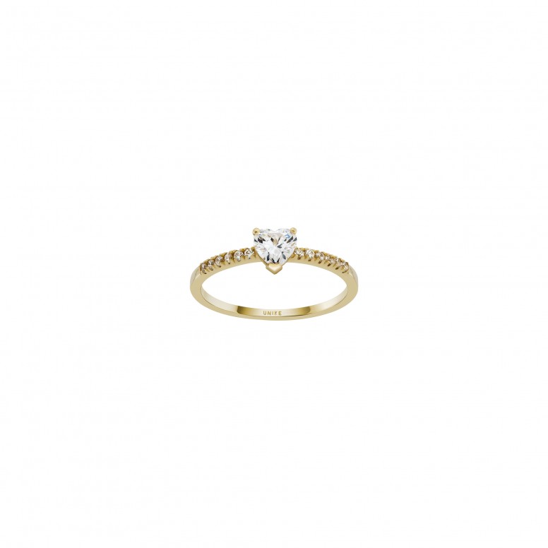 Anel Ouro 14K Heart Solitaire