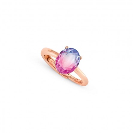 Anillo Symbiosi Rose Gold  Piedra Rosa & Morado