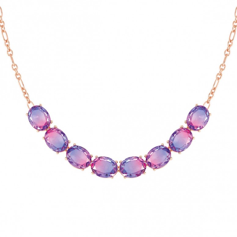 Collar Symbiosi Rose Gold Piedras Rosa & Morado