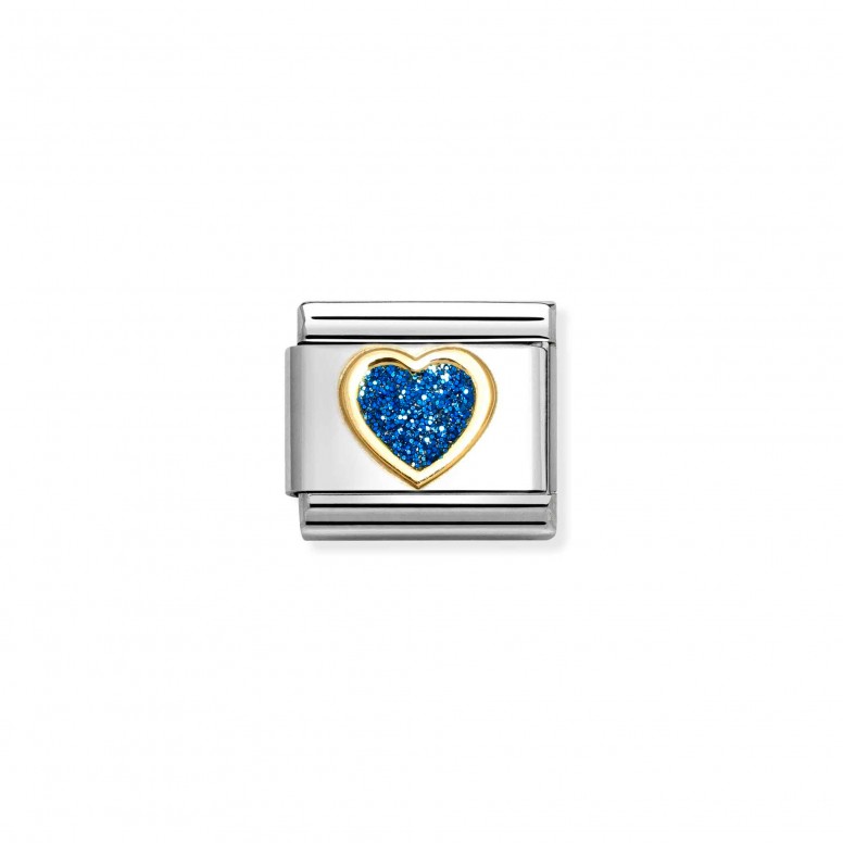 Composable Glitter Blue Heart Charm