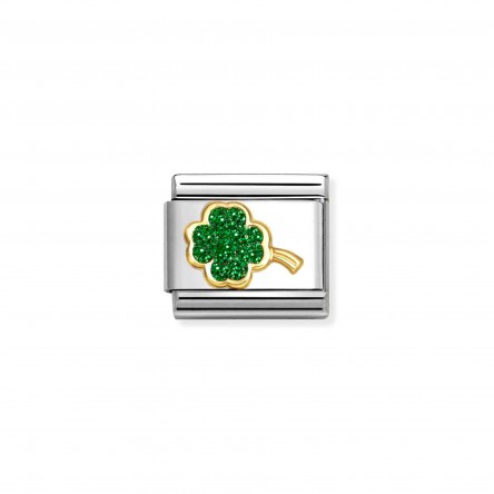 Composable Glitter Green Clover Charm