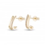 Two Lines II 18K Gold Topaz Hoops