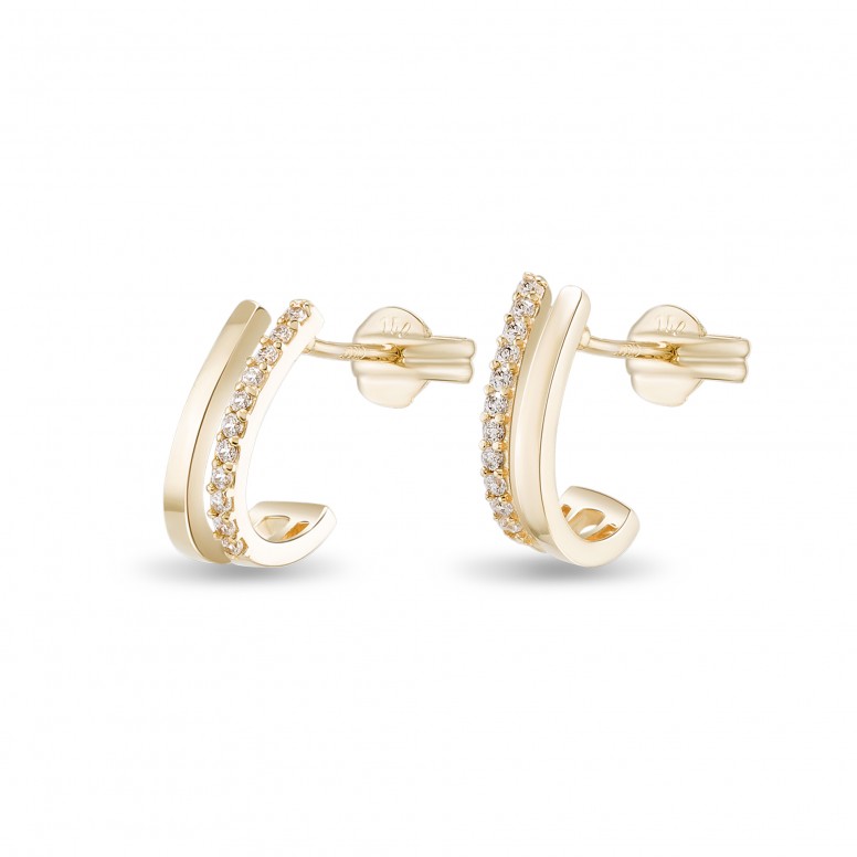 Two Lines II 18K Gold Topaz Hoops