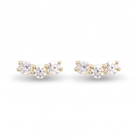 3 Solitaires 18K Gold Topaz Earrings