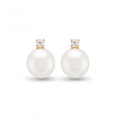 Pearl & Solitaire I 18K Gold Topaz Earrings