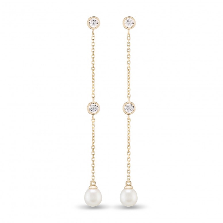 Pendientes Pearls V Oro 18K Topacios