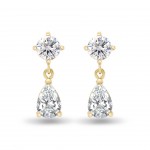 18K Yellow Gold Earrings with White Topaz