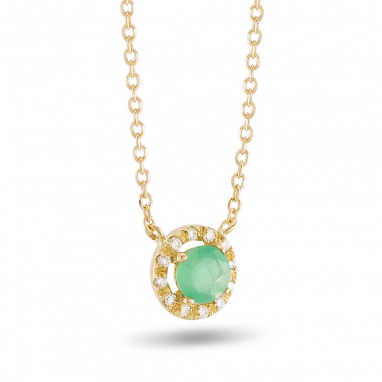 Collar Oro Amarillo 18K Esmeralda & Diamantes 0.06ct