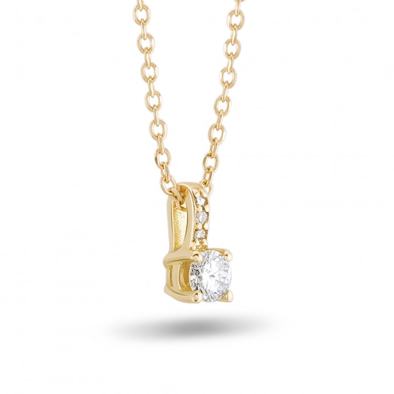 Collar Oro Amarillo 18K Diamantes Solitrio 0.13ct