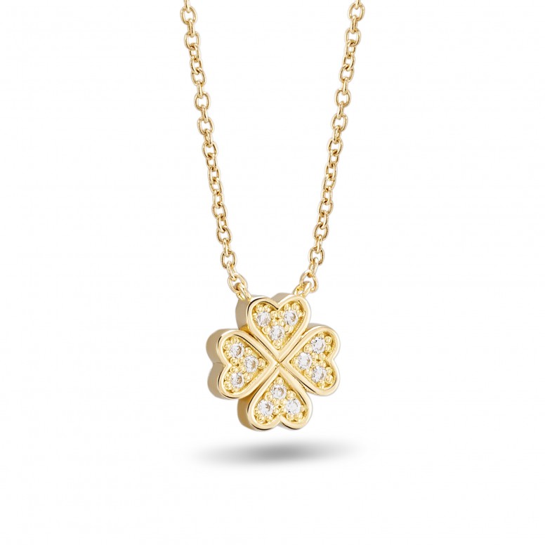 Clover 18K Gold Topaz Necklace