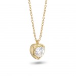 Heart Solitaire 18K Gold White Topaz Necklace