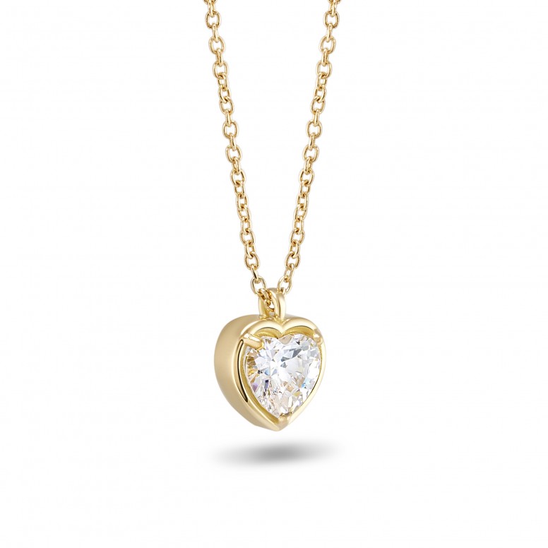 Heart Solitaire 18K Gold White Topaz Necklace