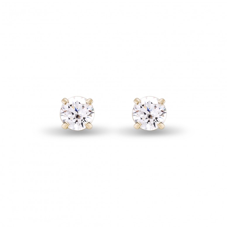 Solitaire II 18K Gold Topaz Earrings