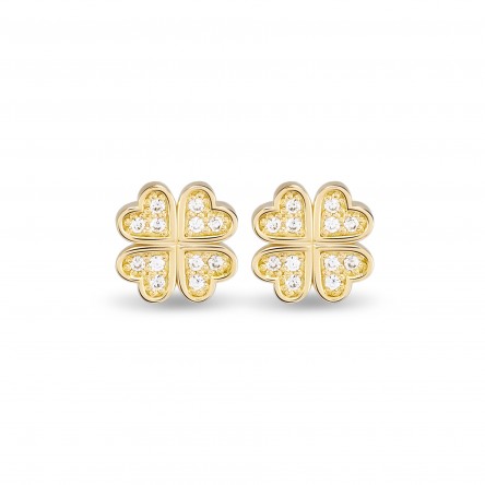 Clover 18K White Topaz Earrings