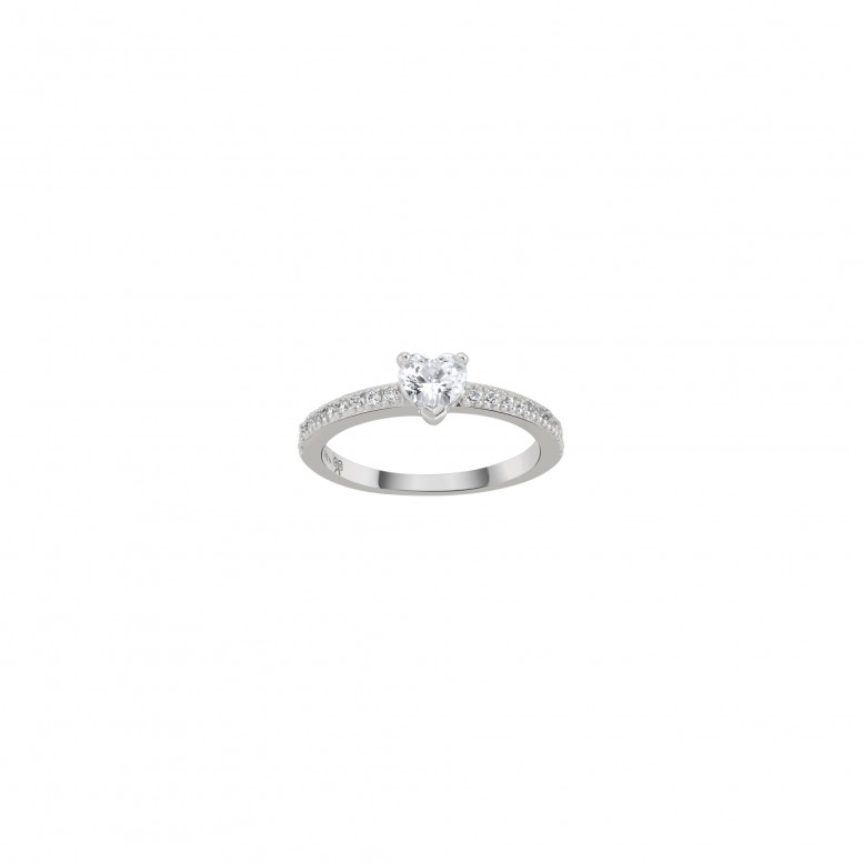 Heart Solitaire Silver Ring