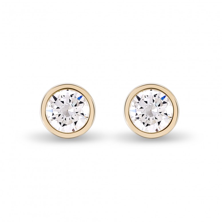 Solitaire I 18K Gold Topaz Earrings