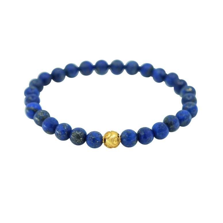 19,2K Gold Viana Bead Lapis lazuli Bracelet