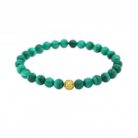 19,2K Gold Viana Bead Malachite Bracelet