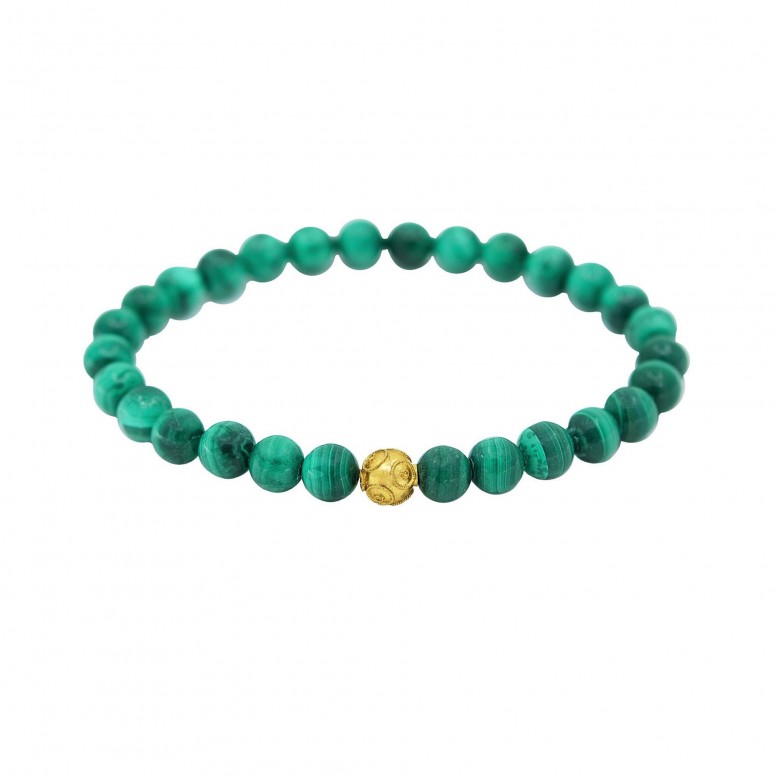 19,2K Gold Viana Bead Malachite Bracelet