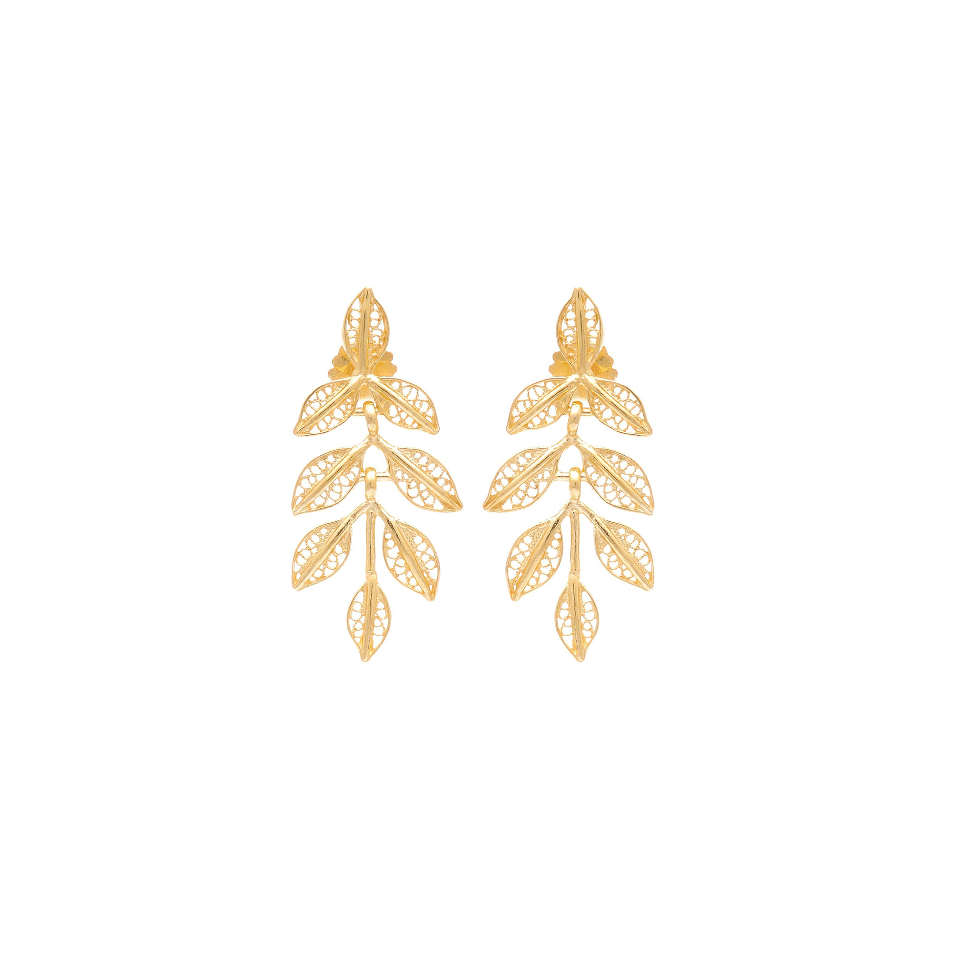 Pendientes Hojas Plata Dorada