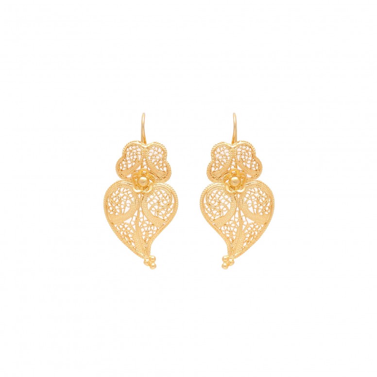 925 Gold Sterling Silver Viana Heart Earrings