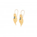 925 Gold Sterling Silver Viana Heart Blue Earrings