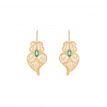 925 Gold Sterling Silver Viana Heart Green Earrings