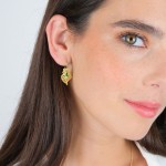 925 Gold Sterling Silver Viana Heart Green Earrings