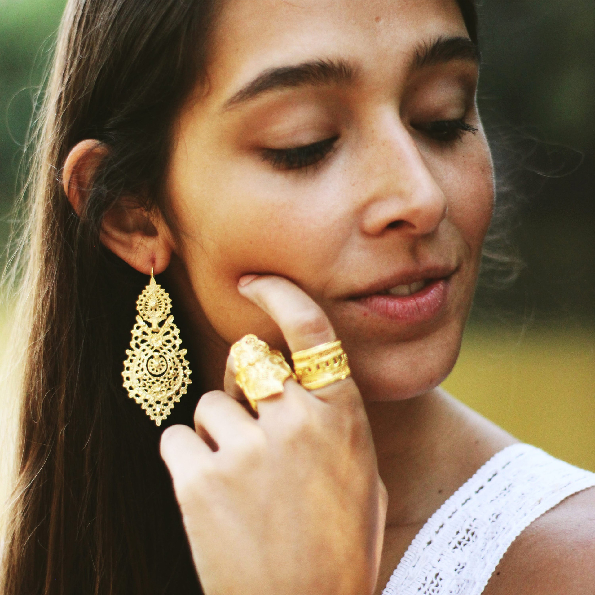 Pendientes Reina L Plata Dorada
