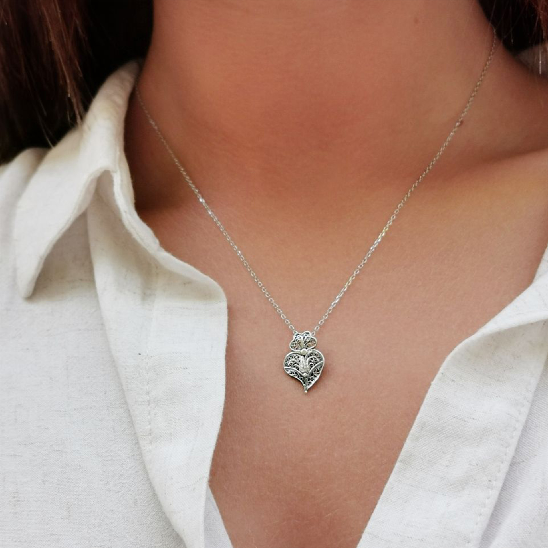 925 Sterling Silver Viana Heart Necklace