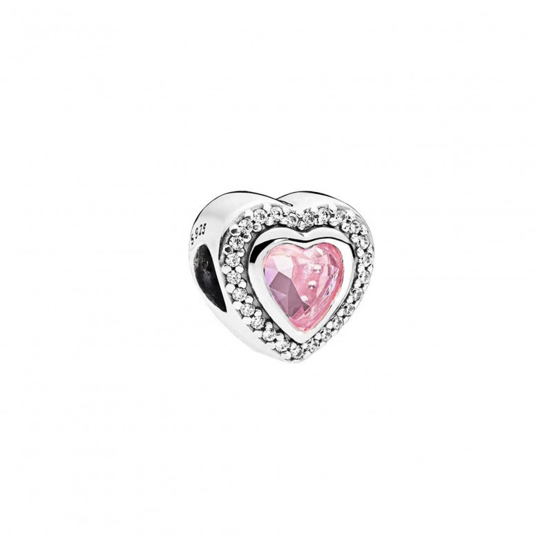 Conta Prata Pink Diamond Heart