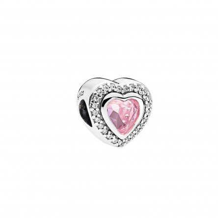 Pink Diamond Heart Silver Charm