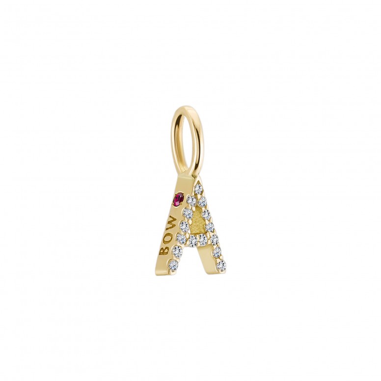 18K Gold Topaz Pendant - Letter A