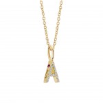 18K Gold Topaz Pendant - Letter A