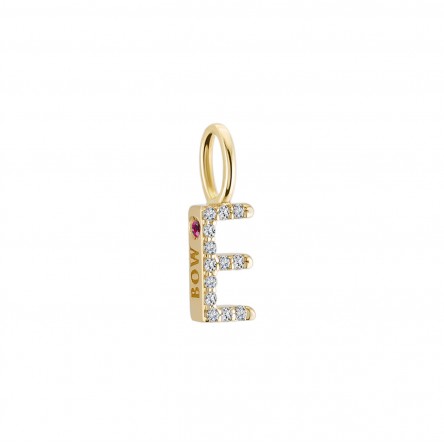 18K Gold Topaz Pendant - Letter E