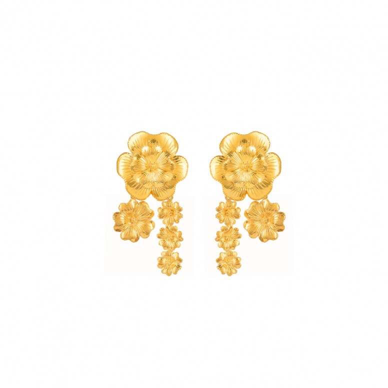 Golden Silver Amlia Bouquet Earrings