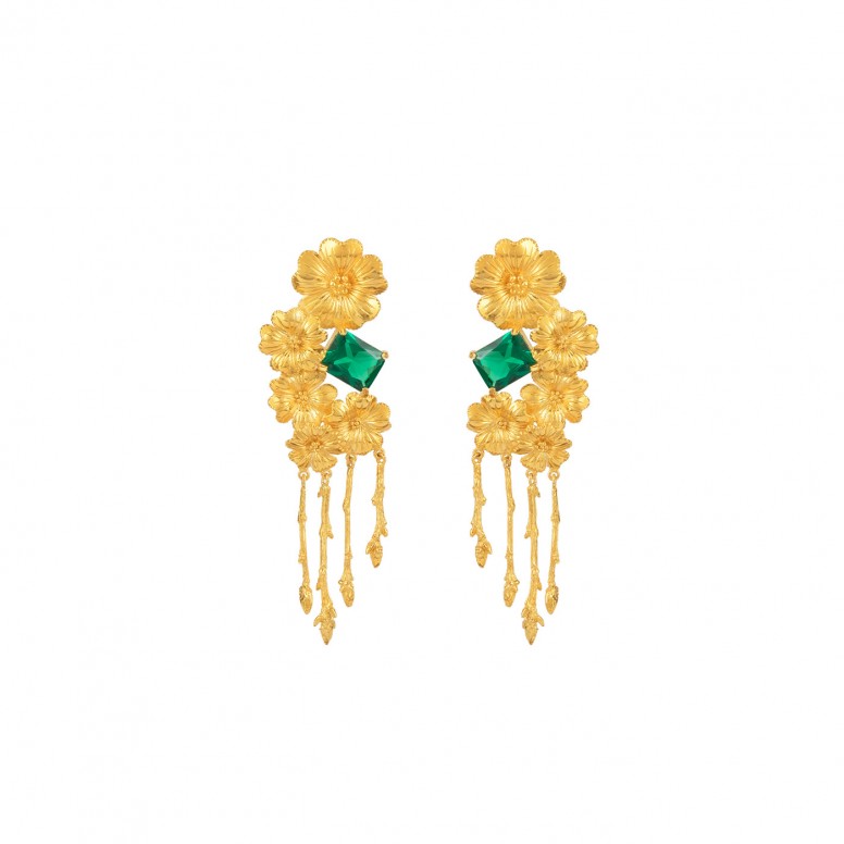 Golden Silver Amlia Flowers Earrings