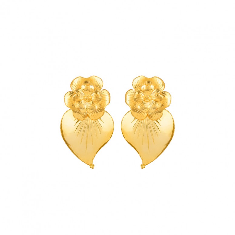 Pendientes Corazn de Amlia Plata Dorada