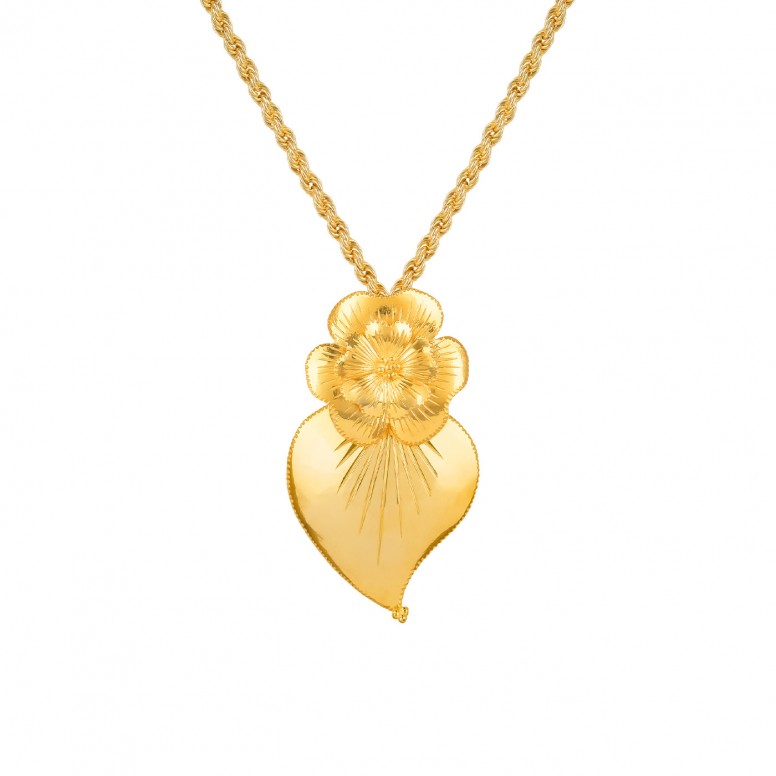 Golden Silver Amlia Heart Necklace